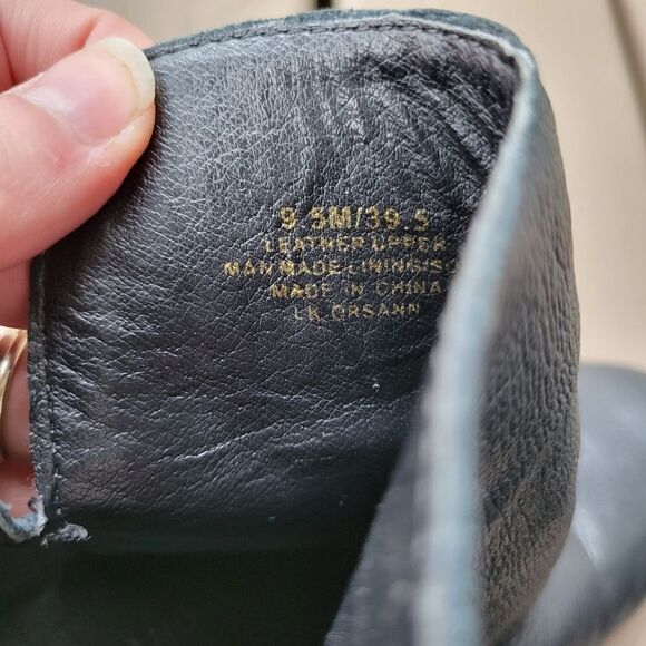 Lucky Brand Orsann Black Leather Stacked Chunky Block Heel Split Ankle Boots 9.5 - Picture 7 of 8